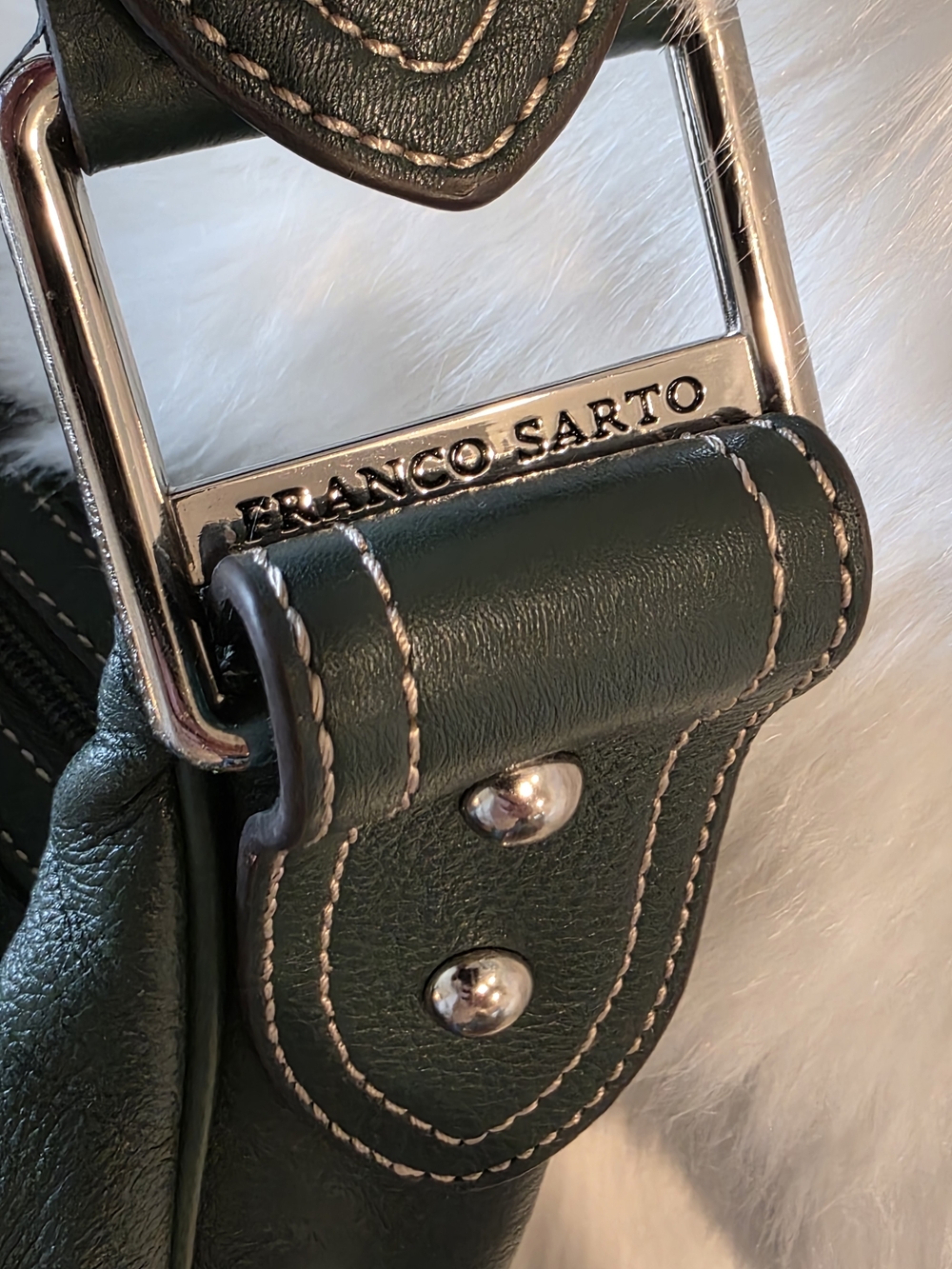 Dark Green Leather Shoulder Bag by Franco Sarto - Picture 6 of 15